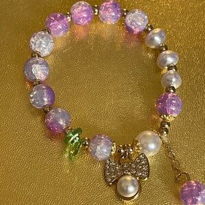 Elegant Pearl and Crystal Bracelet with Bow Charm 10$ & UNDER 3/20$